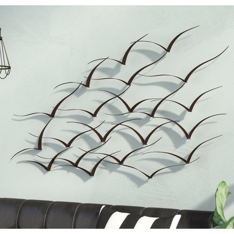 Metal Wall Accent Décor Industrial Art Modern Iron Flock Birds